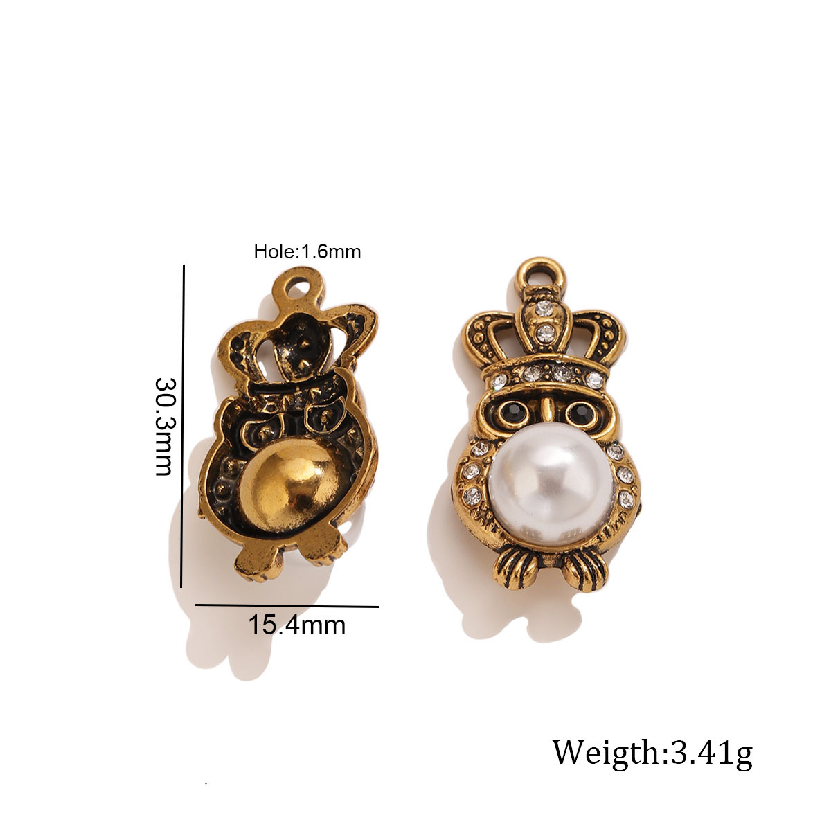 Crown owl pearl pendant