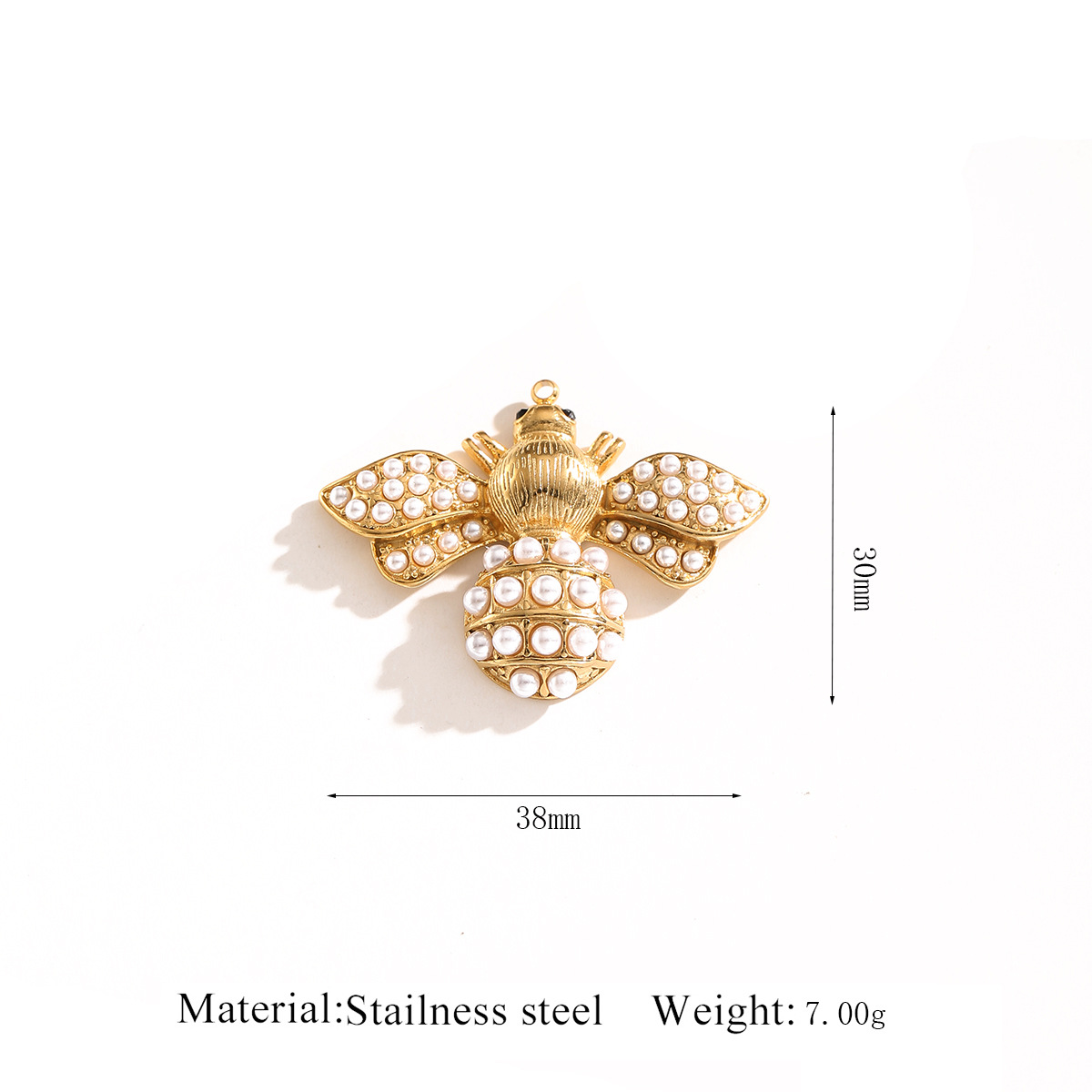 Stainless steel accessories gold bee and diamond pendant