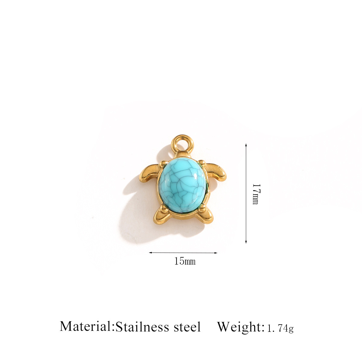 Gold pendant   turtle turquoise natural stone