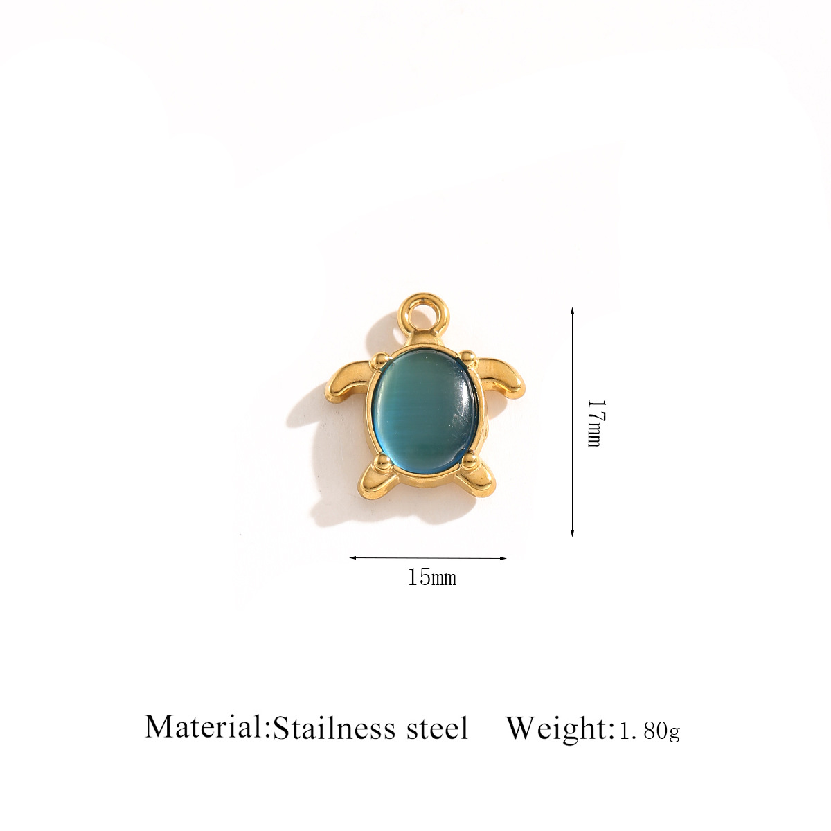 Gold pendant   turtle blue cat's eye stone
