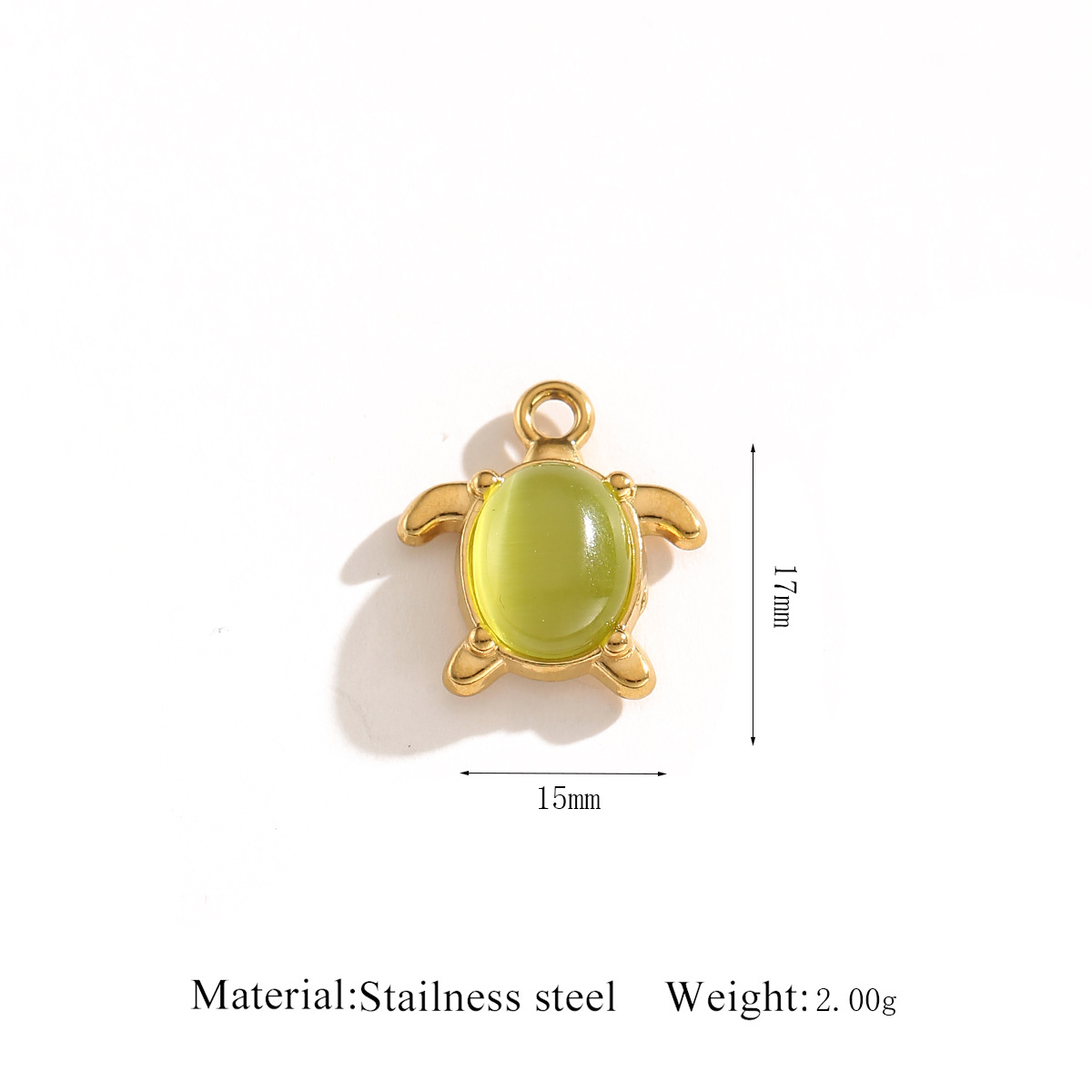 Gold pendant   turtle green cat's eye stone