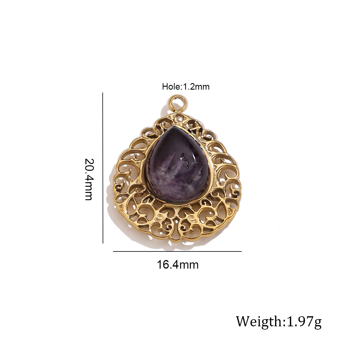 Amethyst hollow water drop pendant