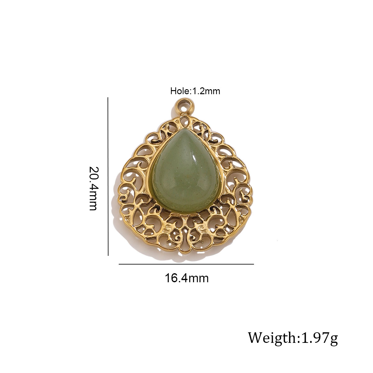 Green aventurine hollow water drop pendant