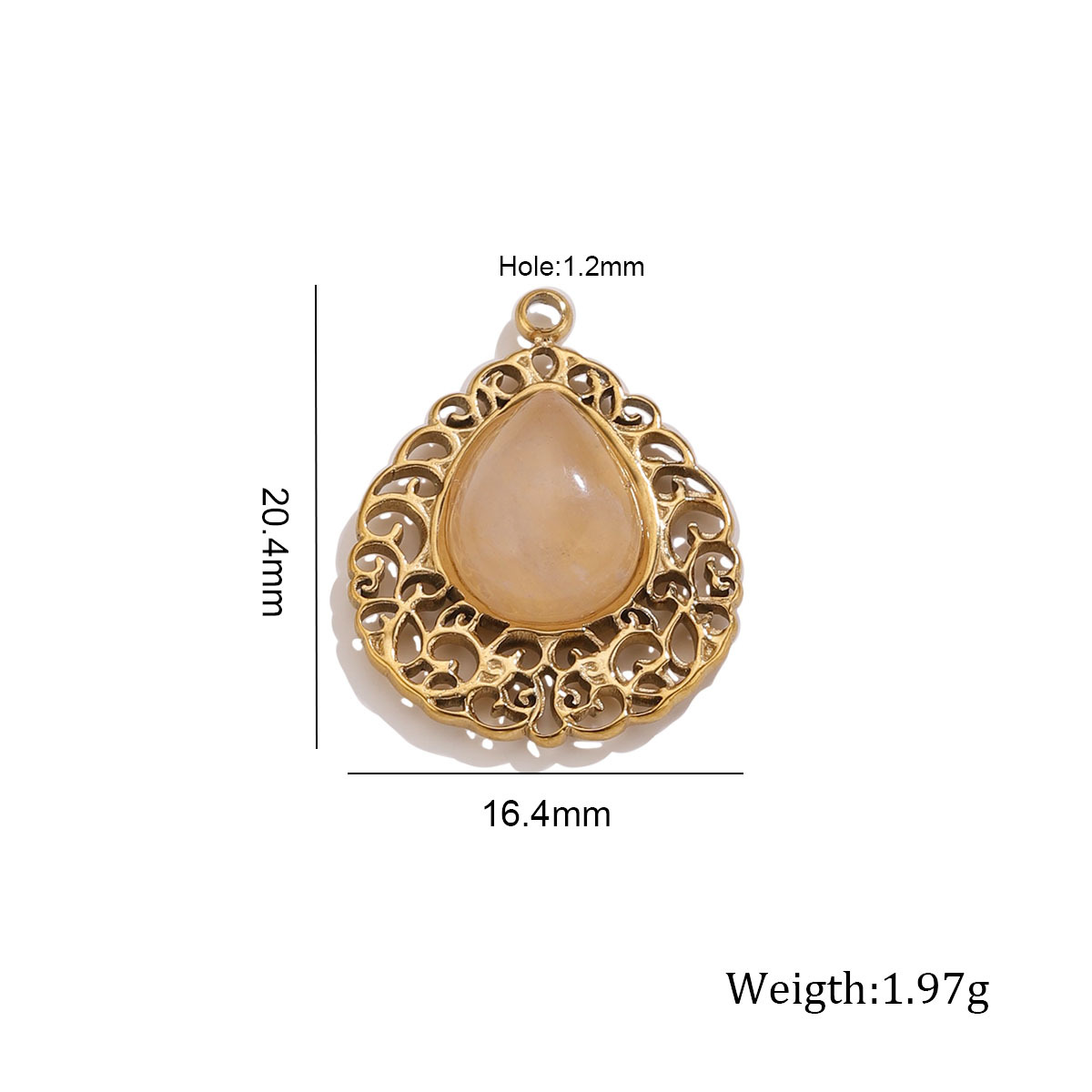 Rose quartz hollow water drop pendant