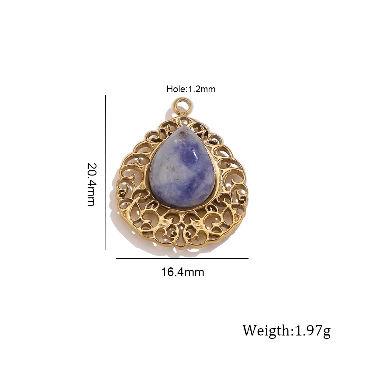 Blue and white porcelain hollow water drop pendant