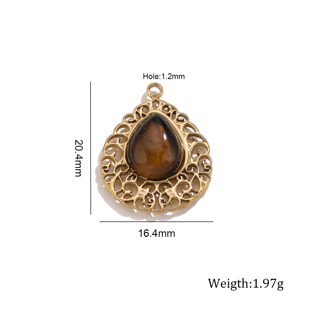 Tiger eye hollow water drop pendant