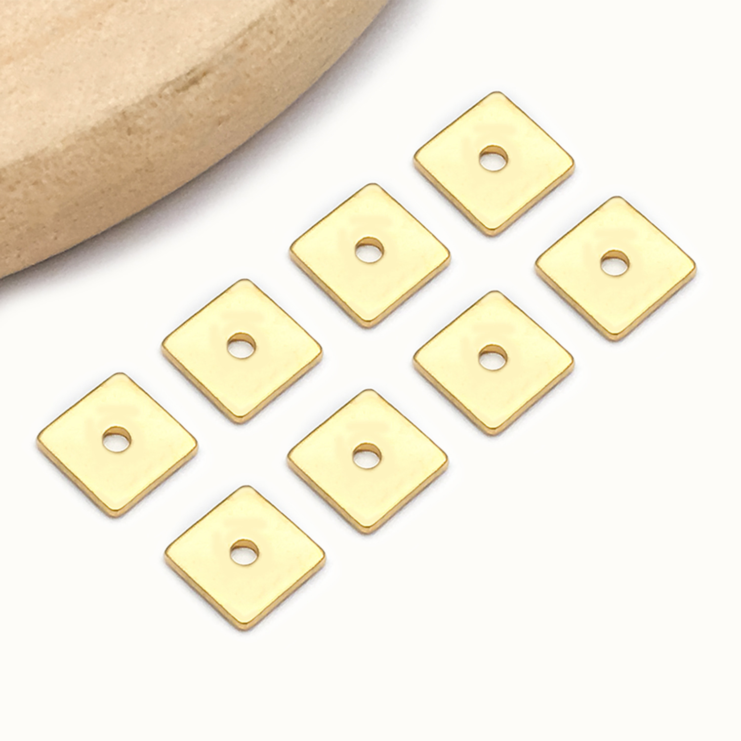 6x6x1mm aperture 1.2mm vacuum electroplated gold stainless steel square spacer-0.22g-t2006