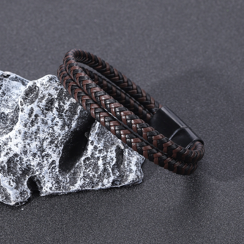 Coffee black leather