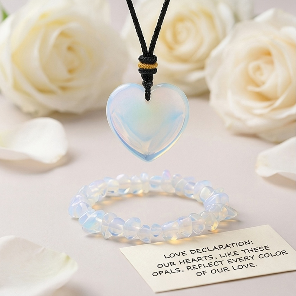 [set] opal love pendant   gravel bracelet