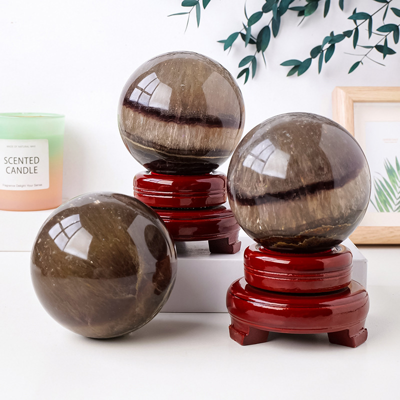 Brushed fluorite ball