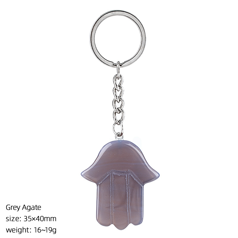 Gray agate keychain