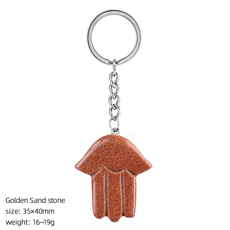synthetic Gold sand stone keychain