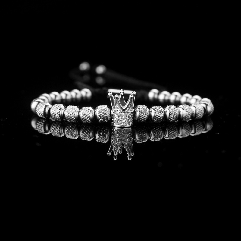Steel color crown with white zirconium