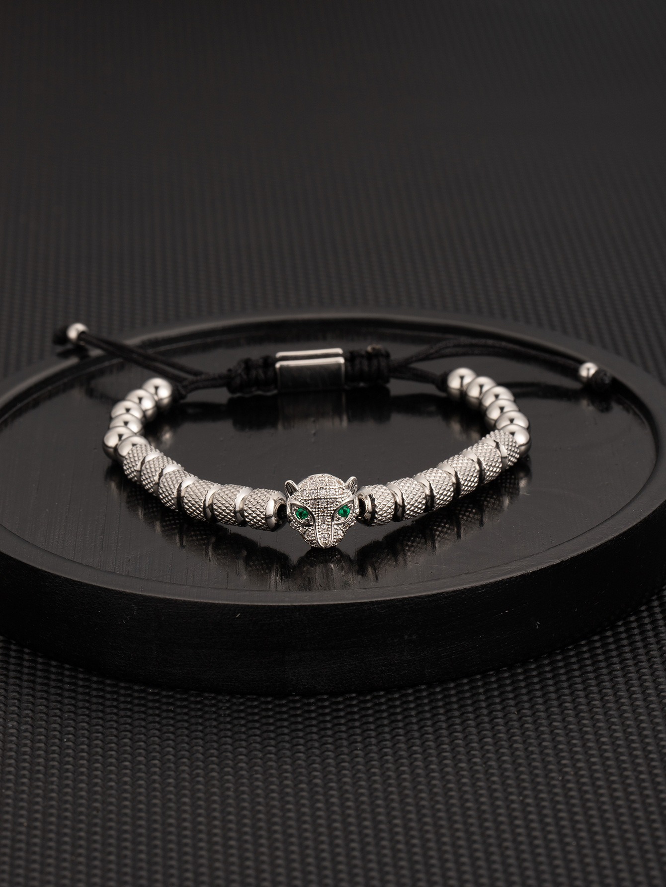 Steel color leopard pineapple bead bracelet