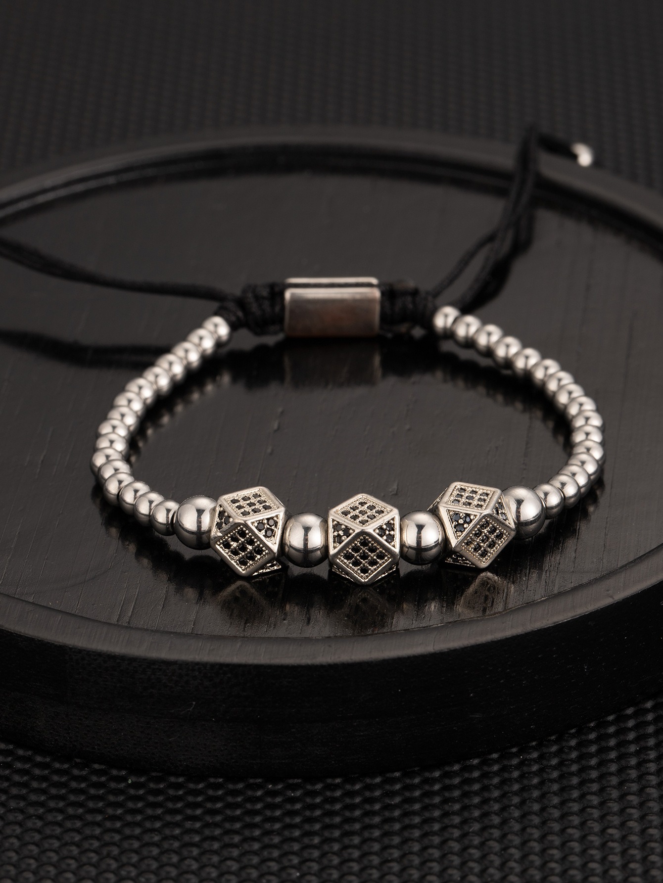 Steel color dice bracelet