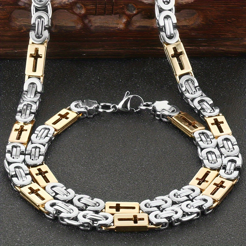 silver Gold necklace 55cm   bracelet 23cm