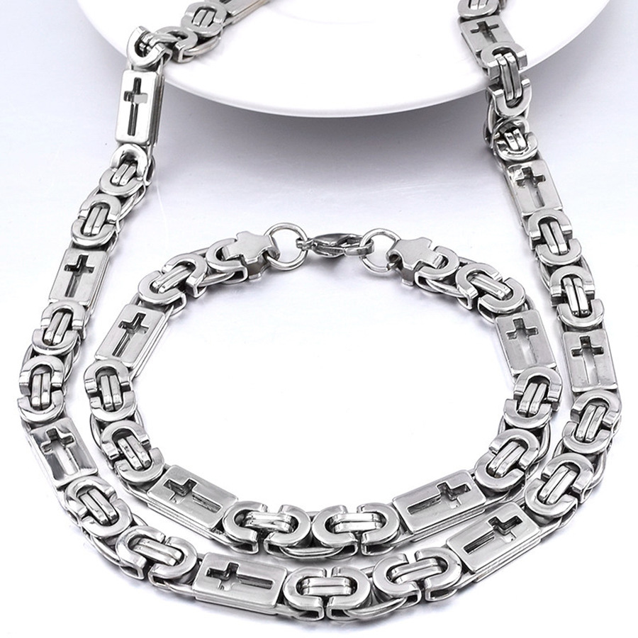 Steel color necklace 55cm   bracelet 23cm