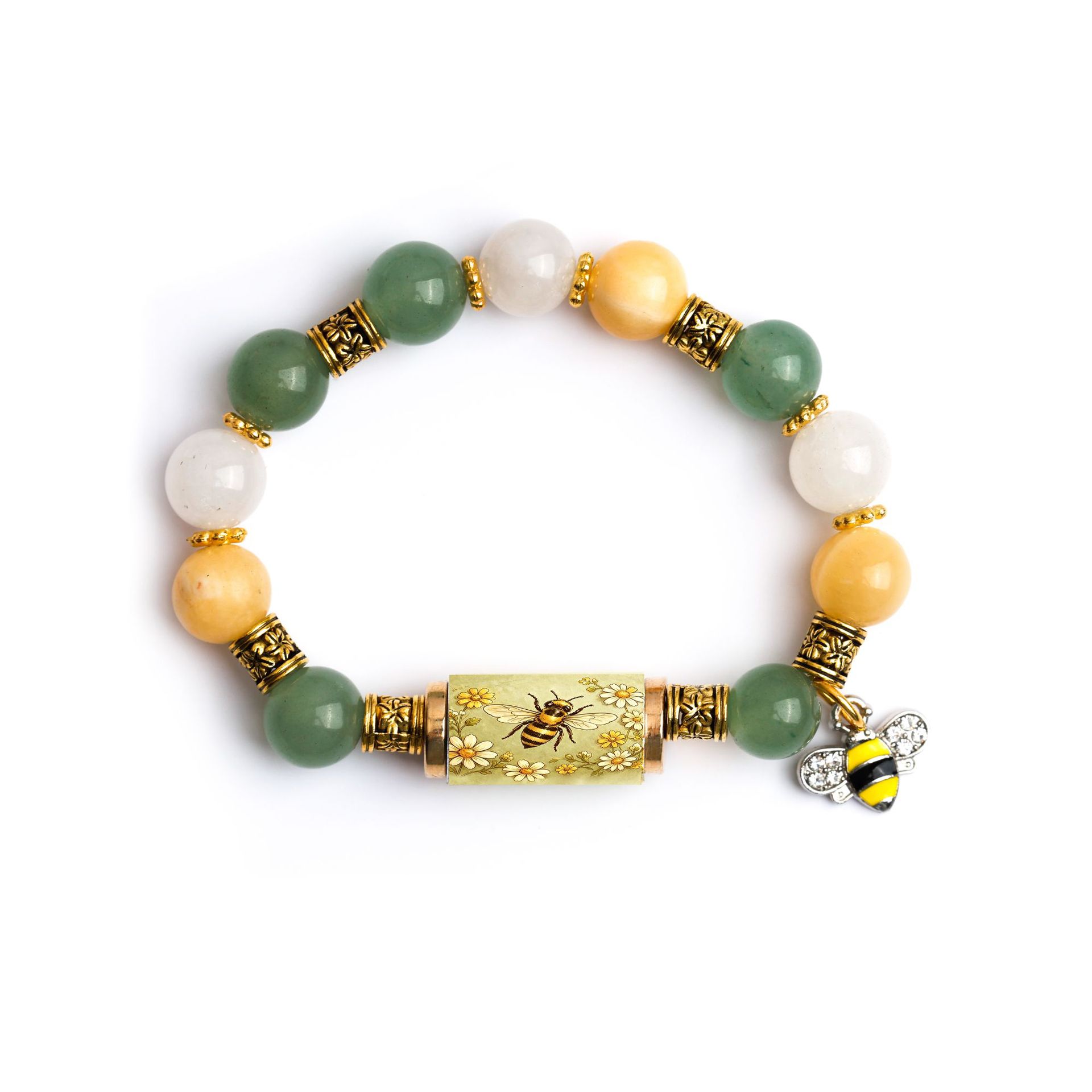 Green bee crystal bracelet