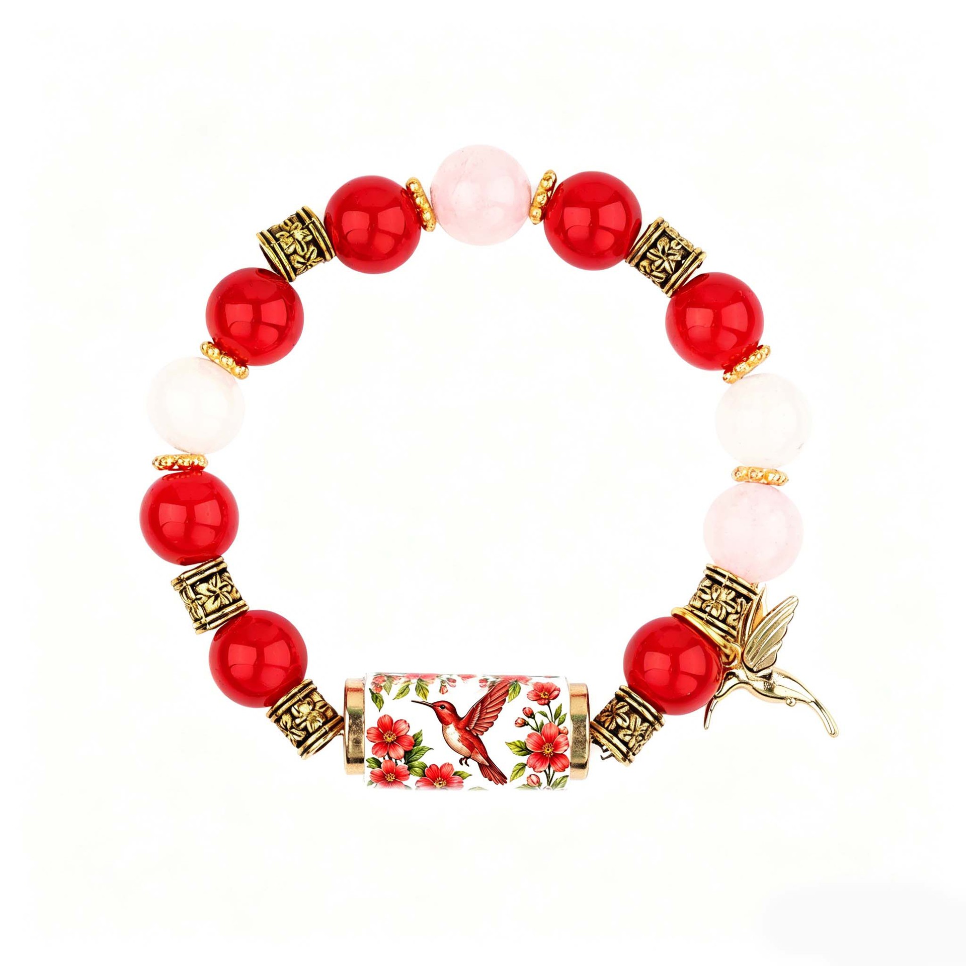 Red hummingbird crystal bracelet