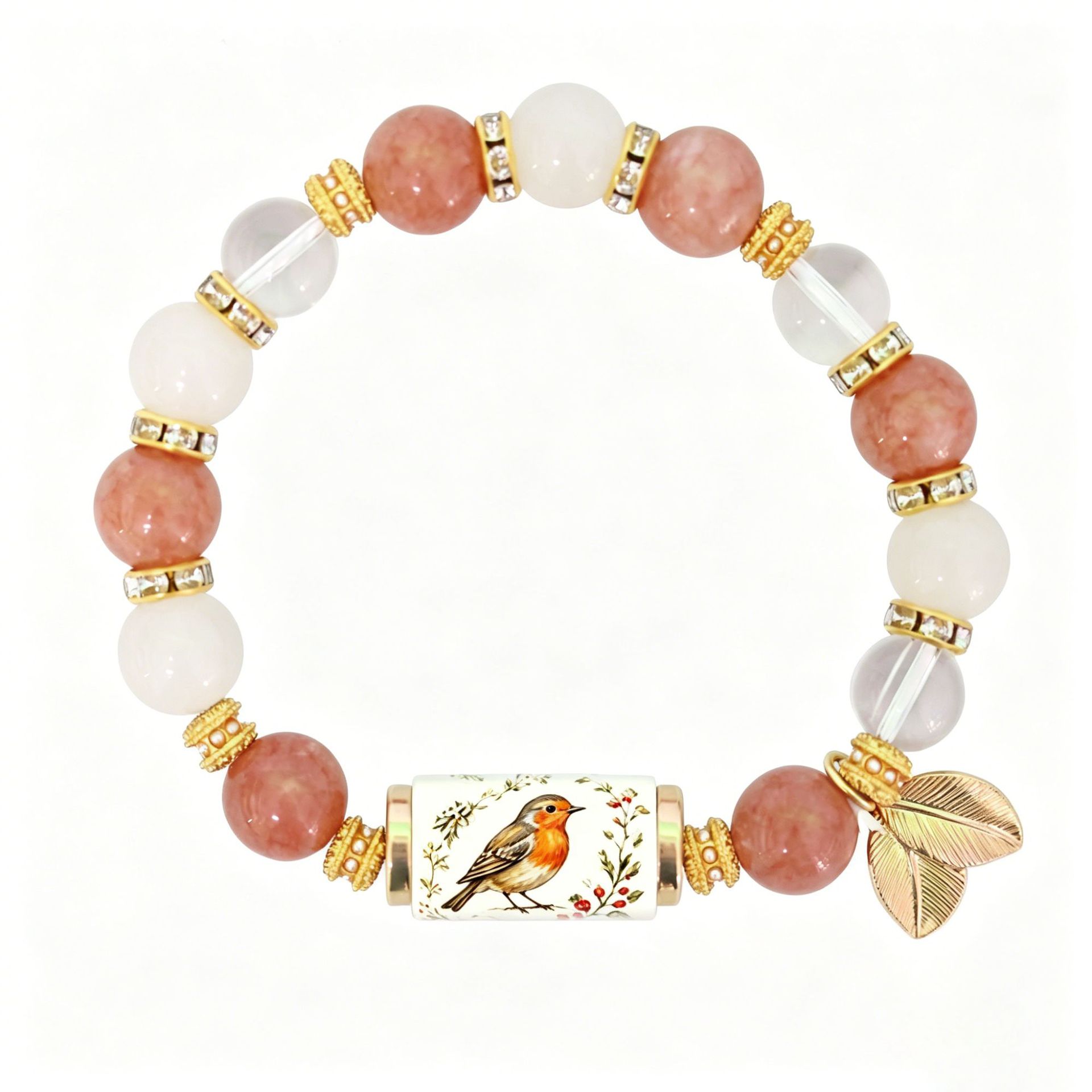 Hummingbird leaf crystal bracelet
