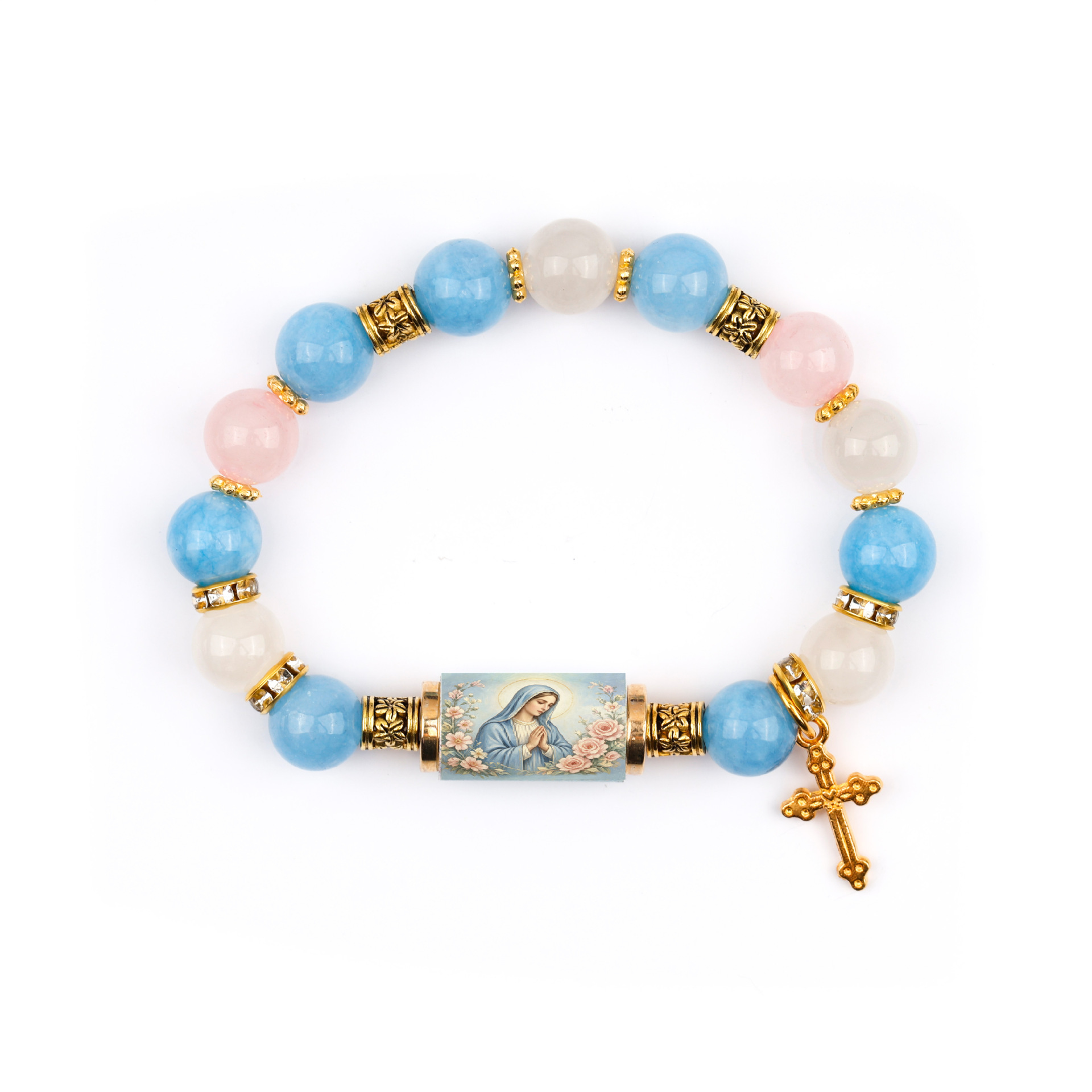Ancient gold madonna crystal bracelet