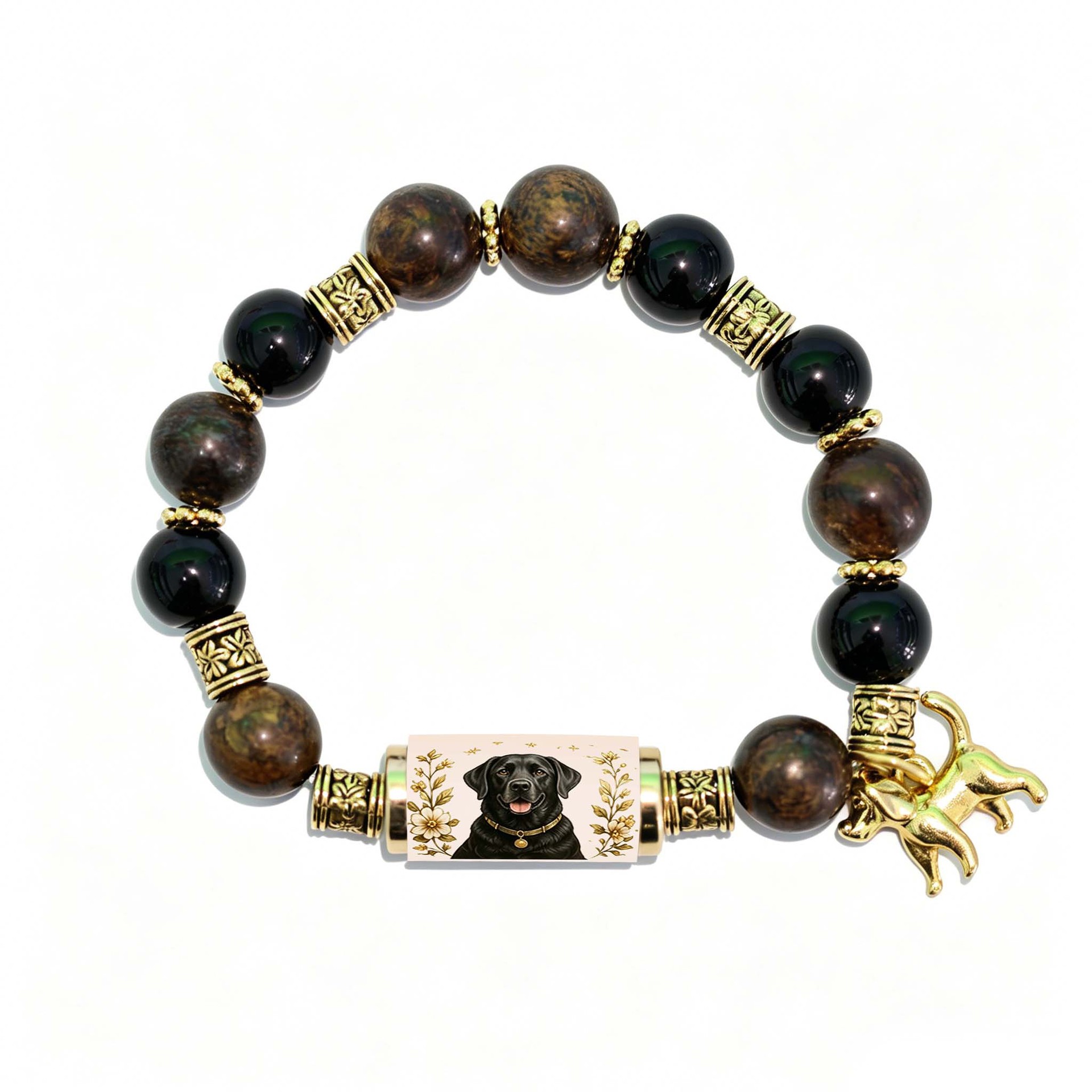 Black dog crystal bracelet