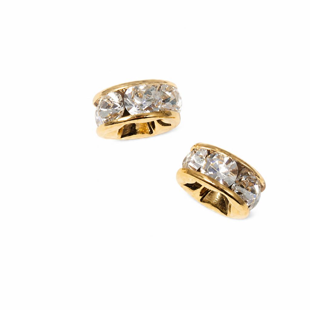 gold color plated with clear rhinestone