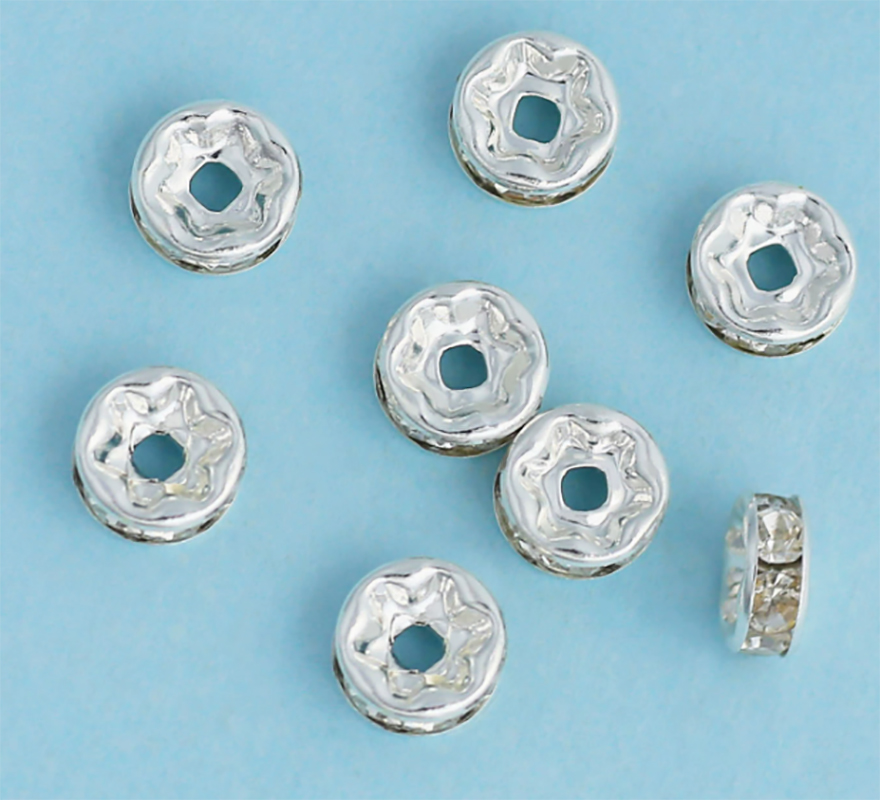 silver color plated with clear rhinestone