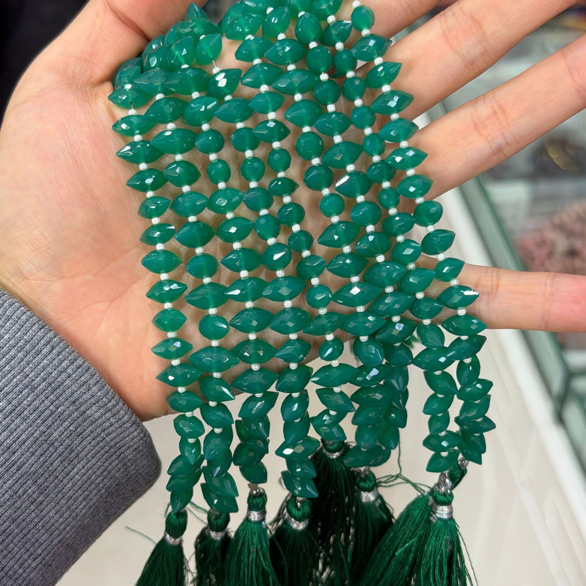 Green agate 11x6mm/27pcs