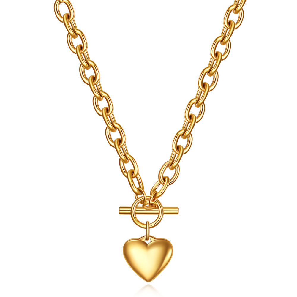 glossy love ot buckle necklace 50cm-gold