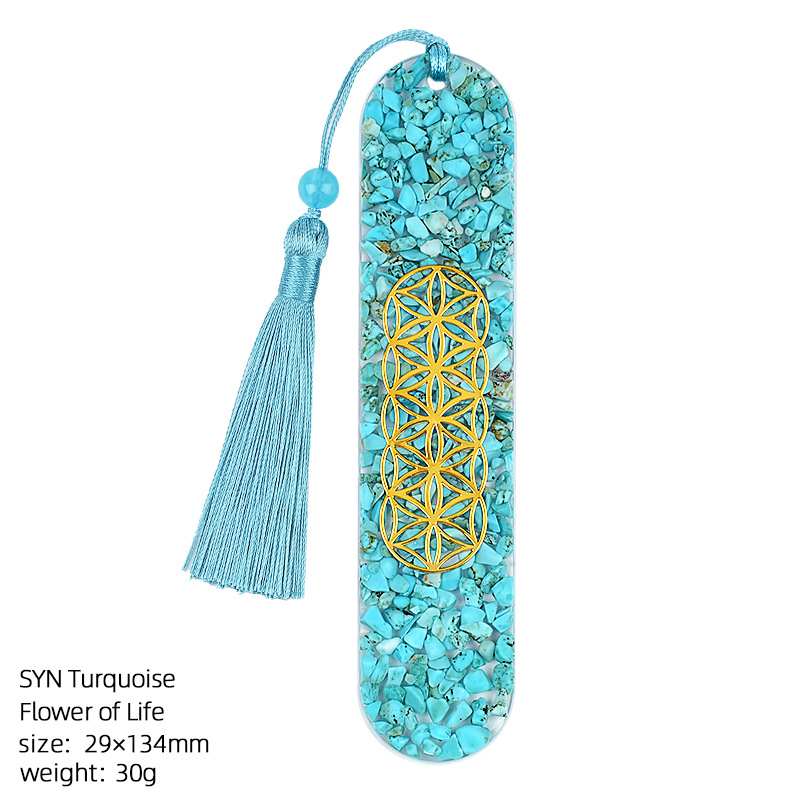 Blue turquoise flower of life bookmark (artificial)