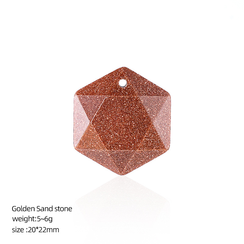 Gold sand stone six-pointed star pendant (artificial)