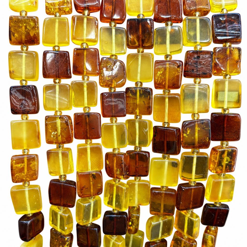 10x10mm amber square pieces 2 (about 30 pieces)