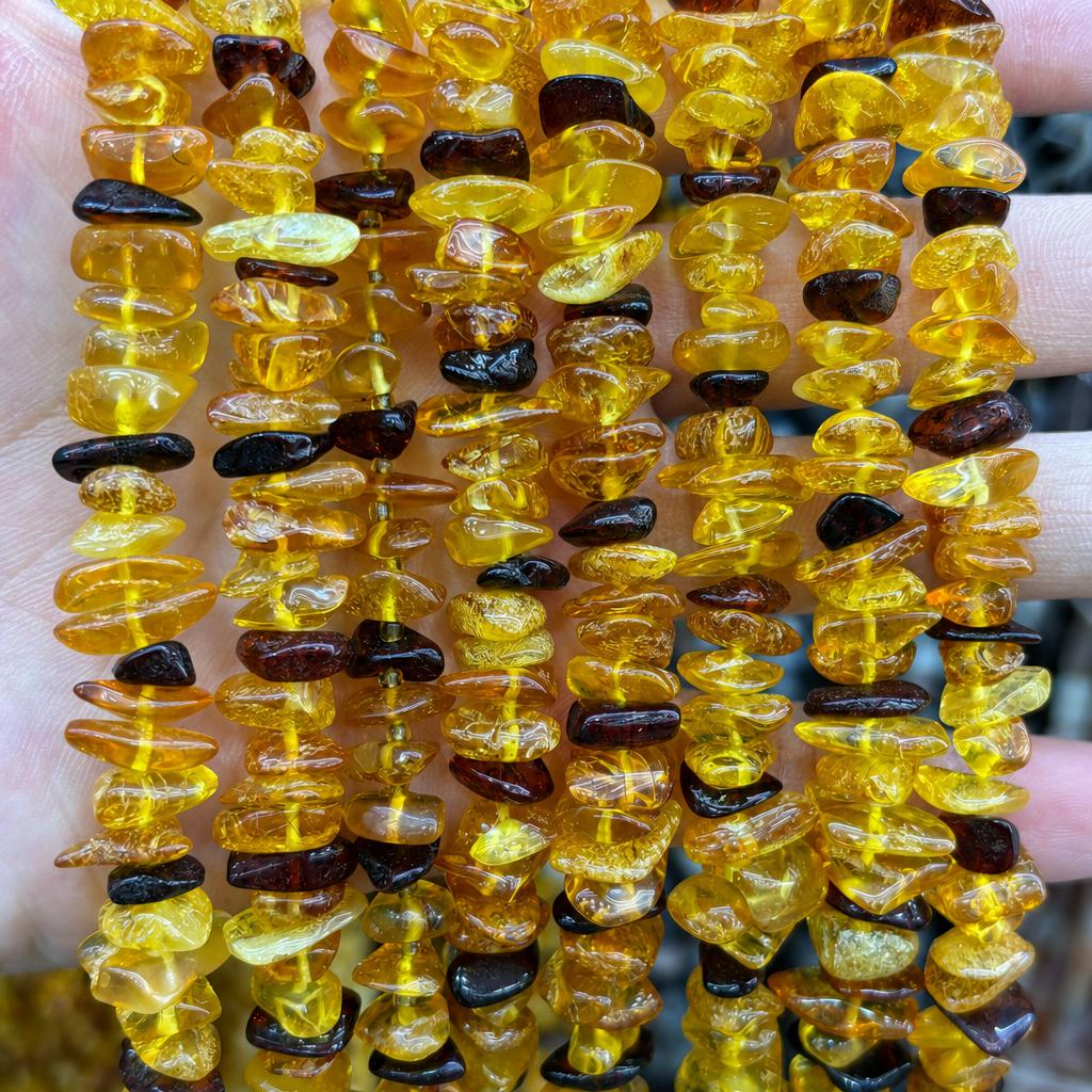 8-10mm amber medium hole conforms to the shape (line length 38cm )
