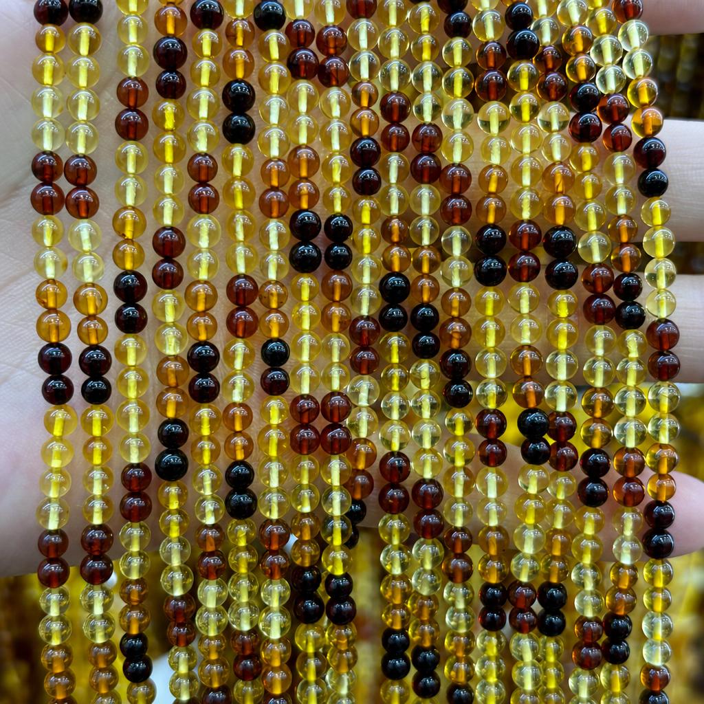 6mm amber mixed color round beads (about 68 pieces)