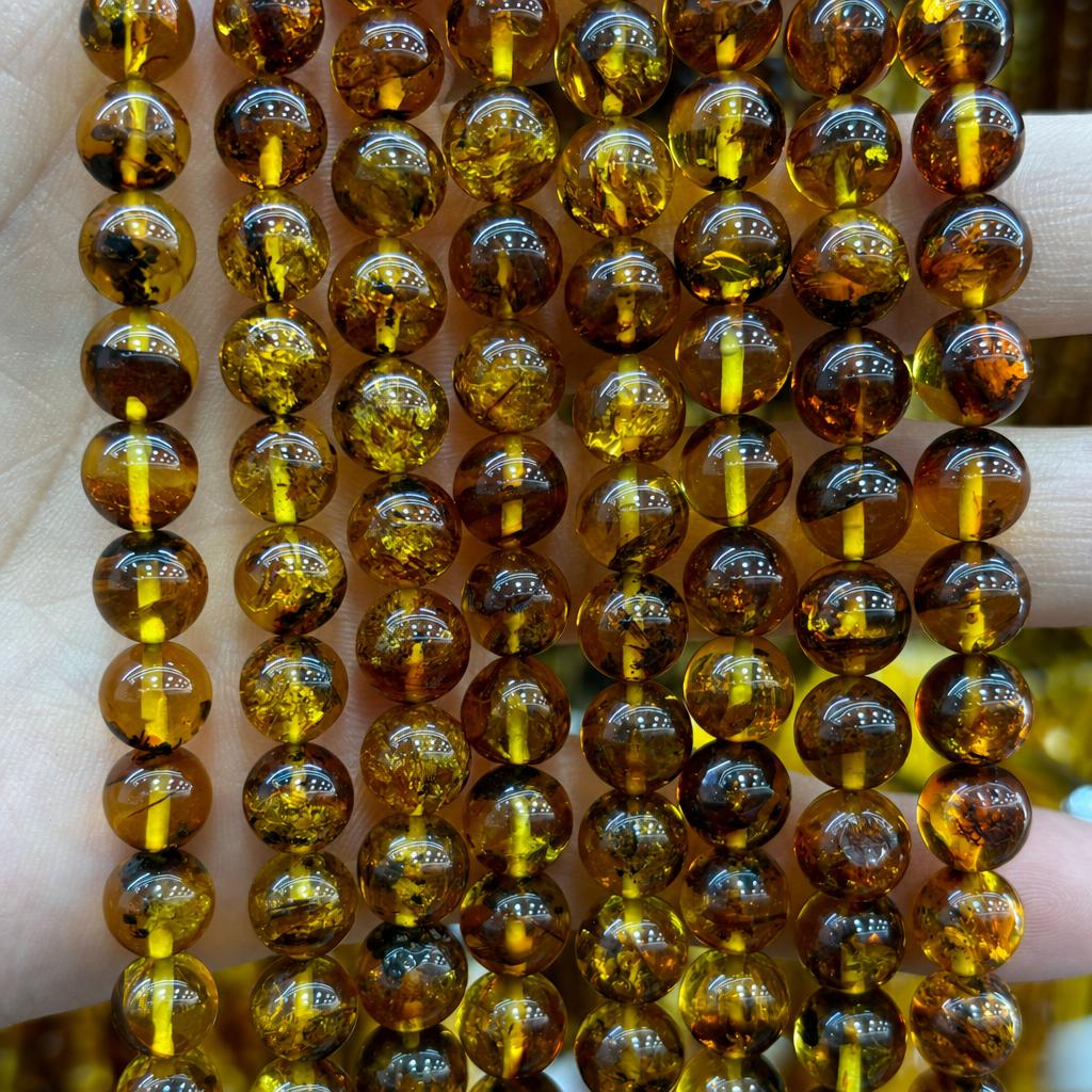 9mm amber round beads (about 45 pieces)