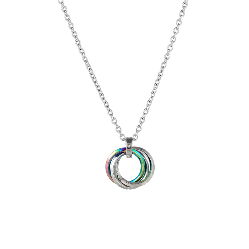 Ring cross chain necklace-colorful