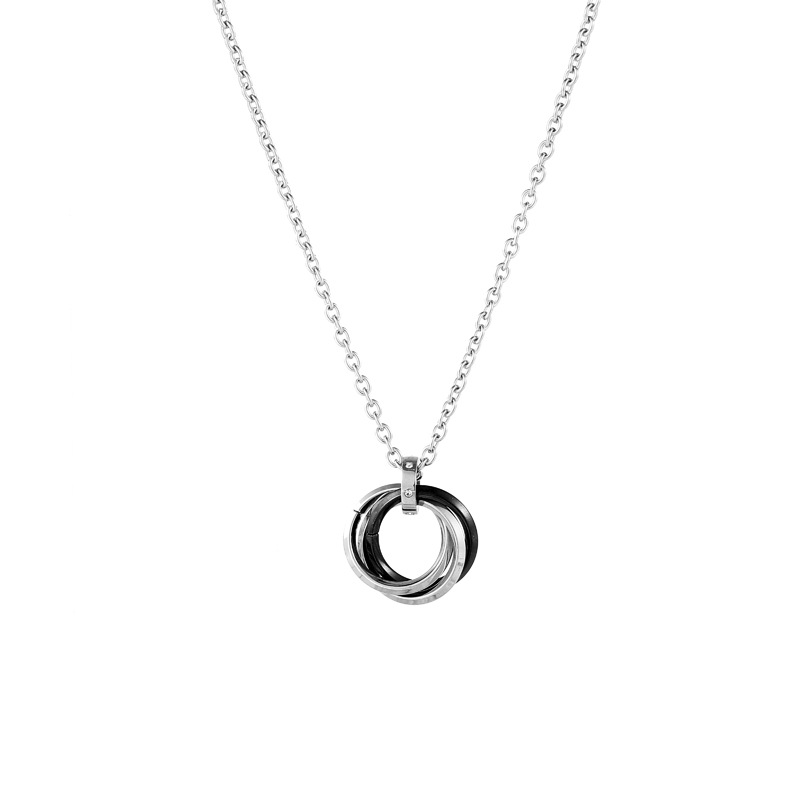 Ring Cross Chain Necklace-Black