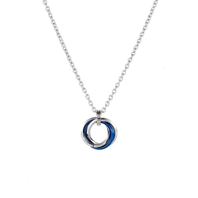 Ring Cross Chain Necklace-Blue