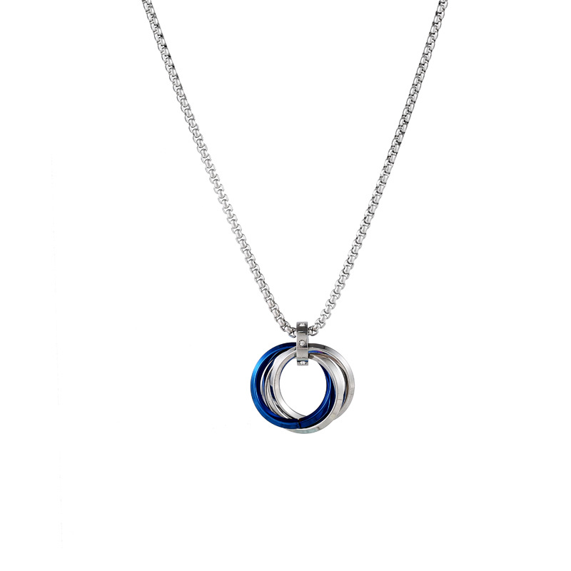Ring Snake Bone Chain Necklace-Blue