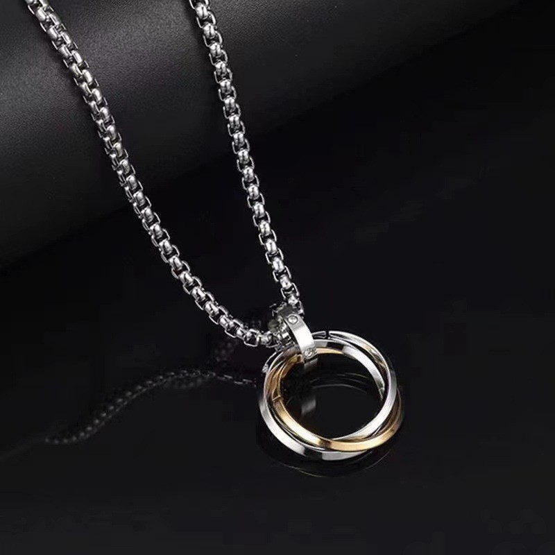 Ring Snake Bone Chain Necklace-Gold