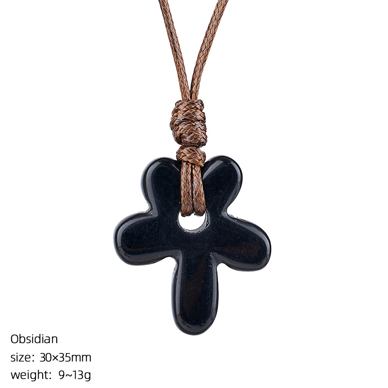 Obsidian flower necklace