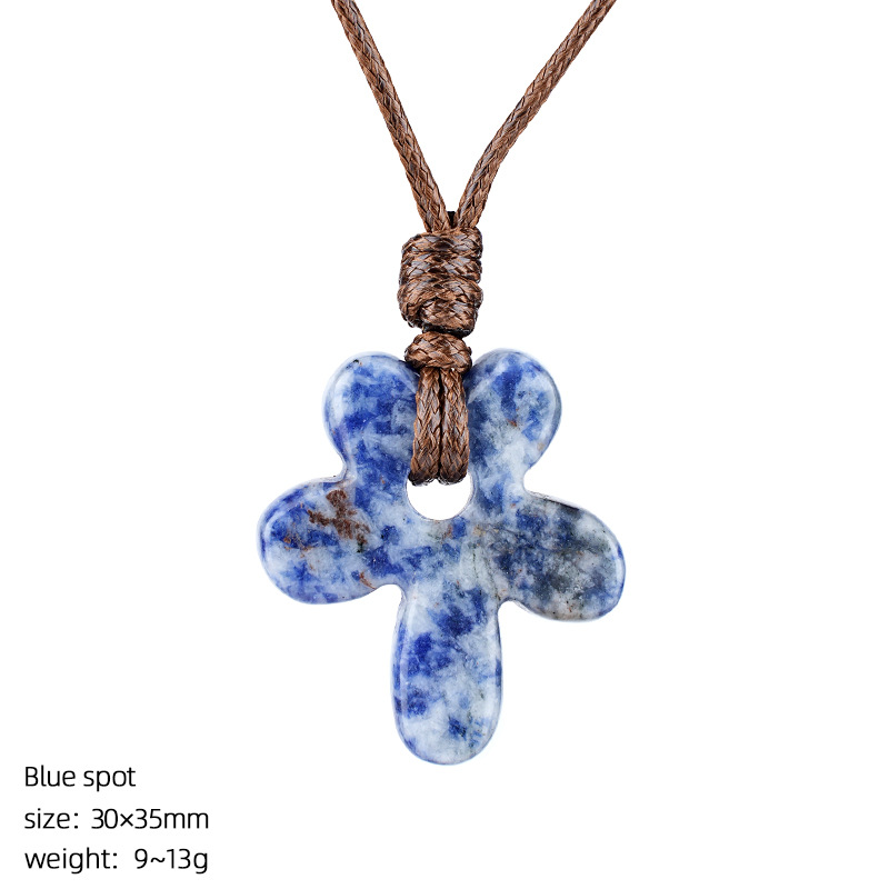 Blue dot jade flower necklace
