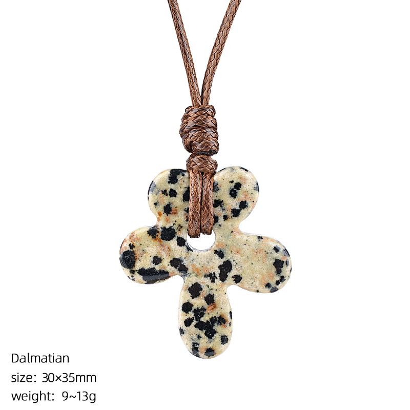 Spotted stone flower necklace