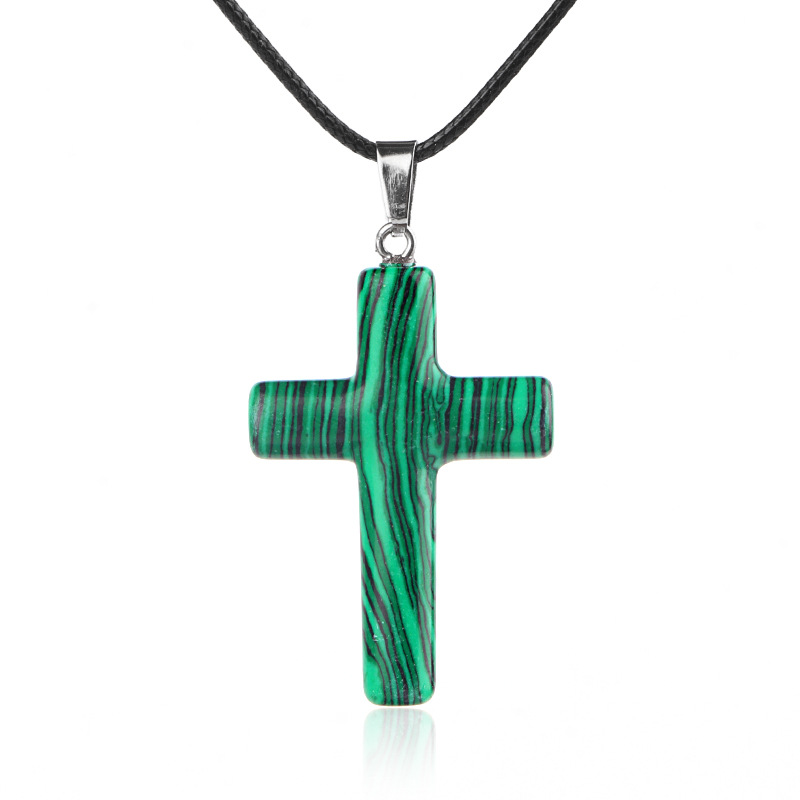 Malachite (synthetic) (cross necklace)