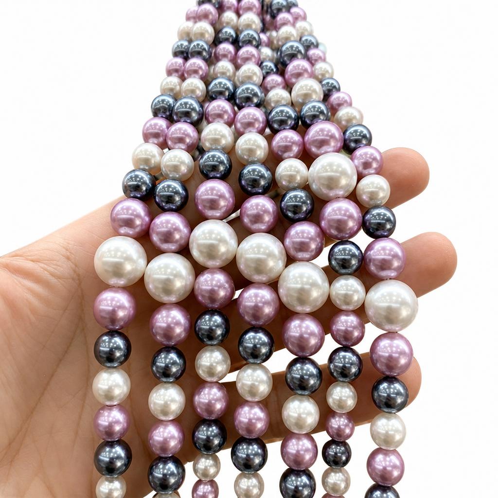 Silver and white mixed color shell tower chain