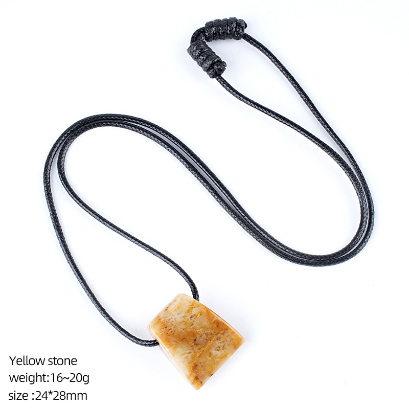 Yellow jasper ax necklace