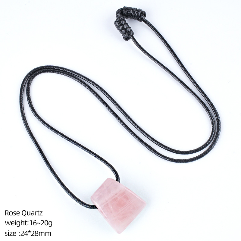 Pink crystal ax necklace