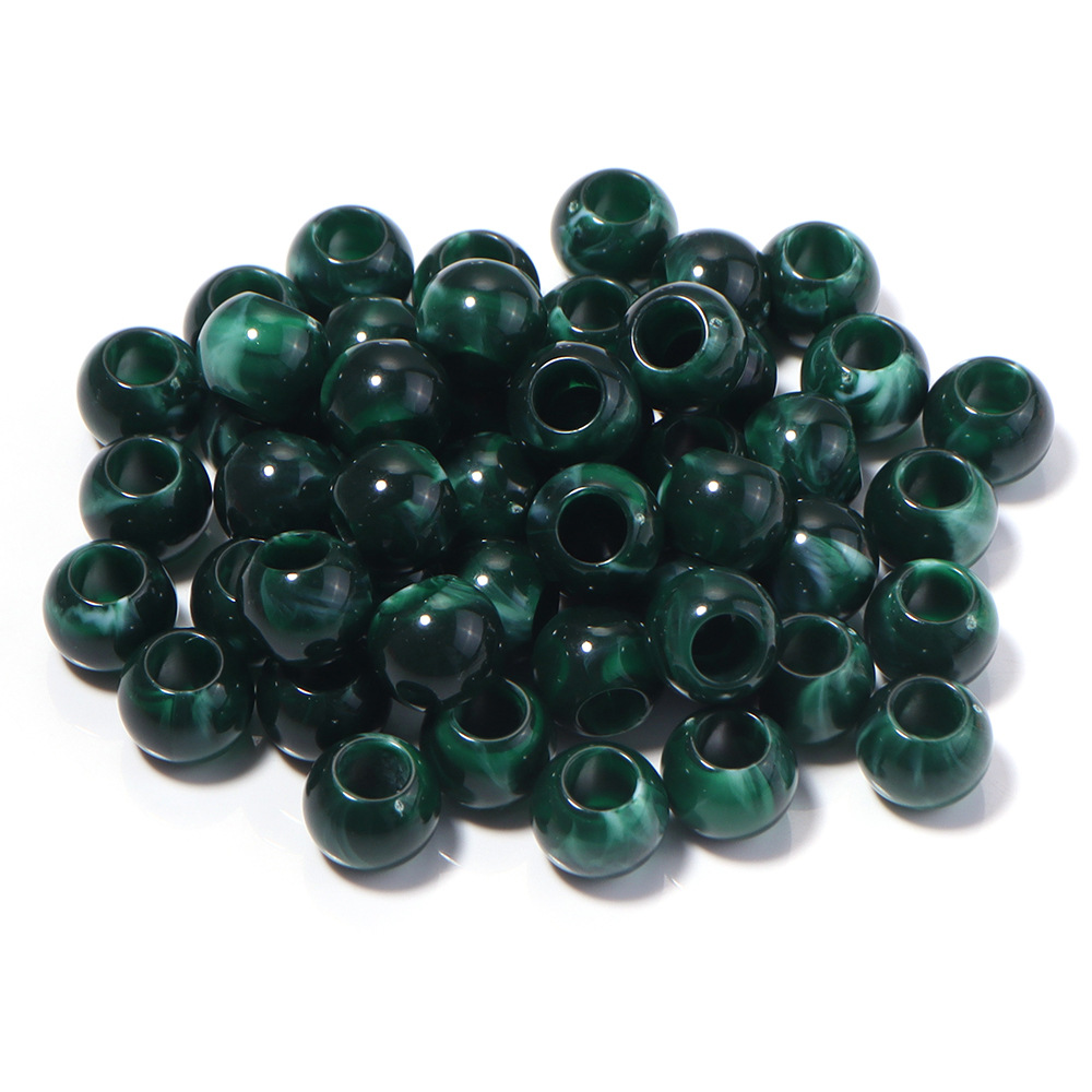 Dark green round beads