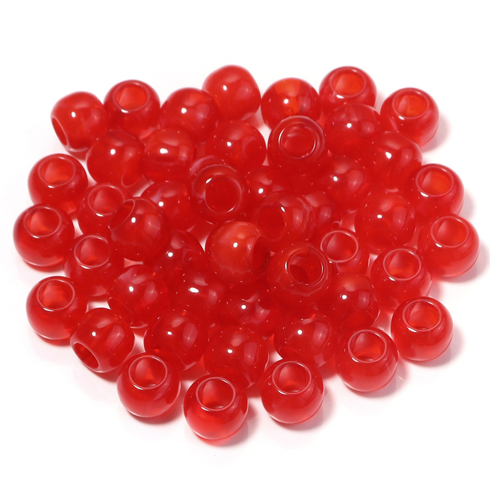 Semi-transparent red beads